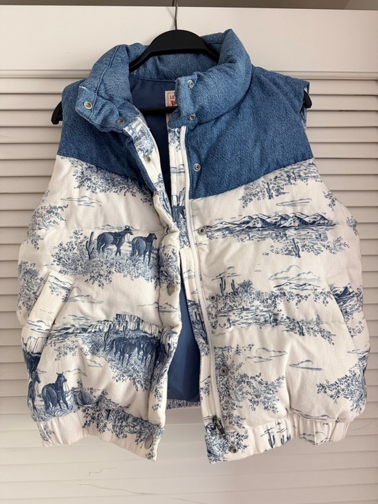 Levi's Jackets & Blazers - Levi's Blue and White Scenic Print Toille Quilted Puffer Vest
